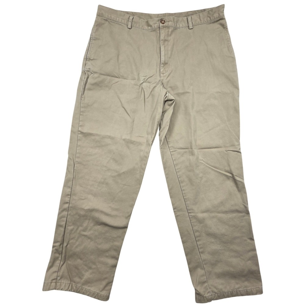 LL Bean‎ Natural Fit Plain Front Flannel-Lined Chinos Pants Tan Mens 40x32